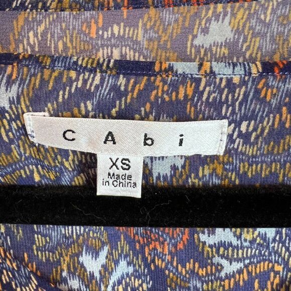 CABI blue beige 2-ply batiste long sleeve top blouse shirt tunic size XS - Picture 2 of 8